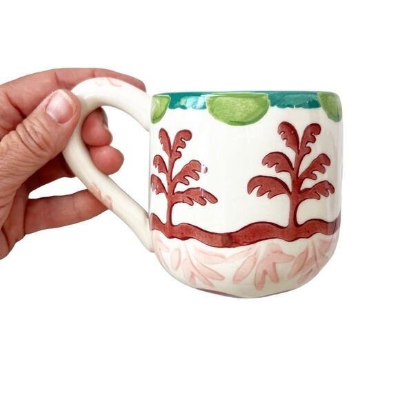 Anthropologie Agata 11.5 oz Mug Green Motif NIB - Picture 1 of 5